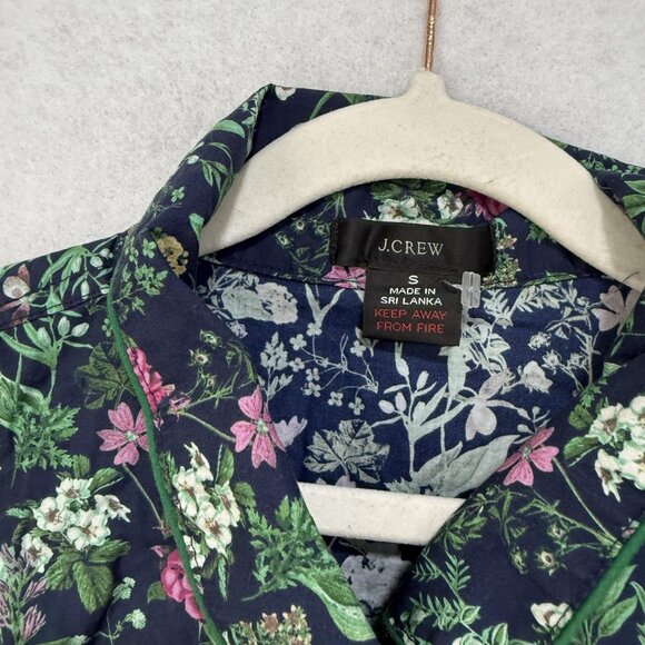 J Crew Shirt Womens Small Blue Floral Button Up Long Sleeve Pajama Top Garden - Picture 2 of 8